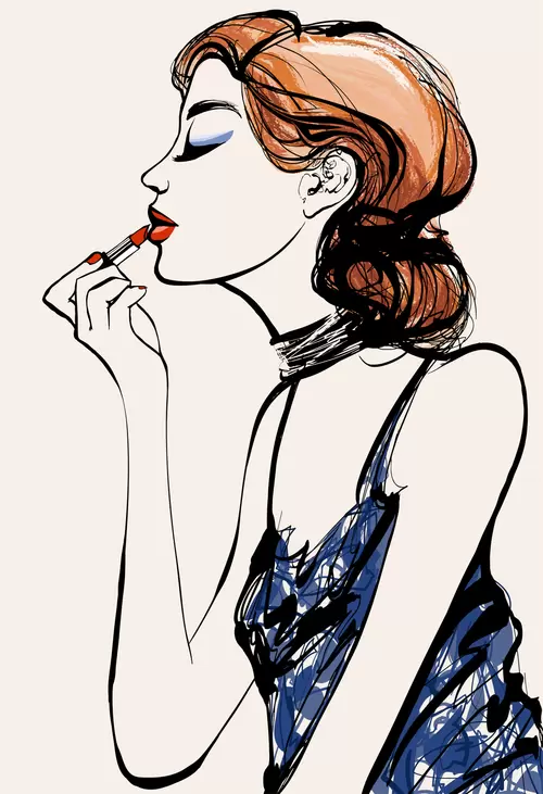 Fashion Woman,Cartoon,Painted Illustration Material