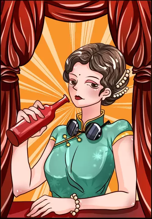 Girl in Cheongsam Illustration Material