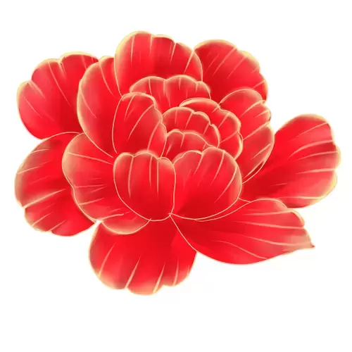 Red Peony Flower Illustration Material