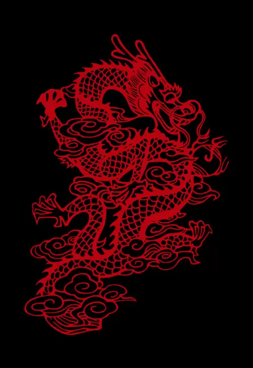 Dragon and Phoenix Pattern Illustration Material