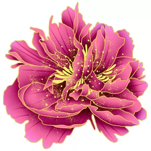 Purple Peony Flower Illustration Material