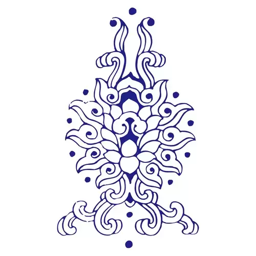 Blue and White Pottery Pattern Illustration Material