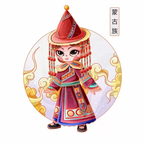 China's 56 Ethnic Groups,Mongol Illustration Material