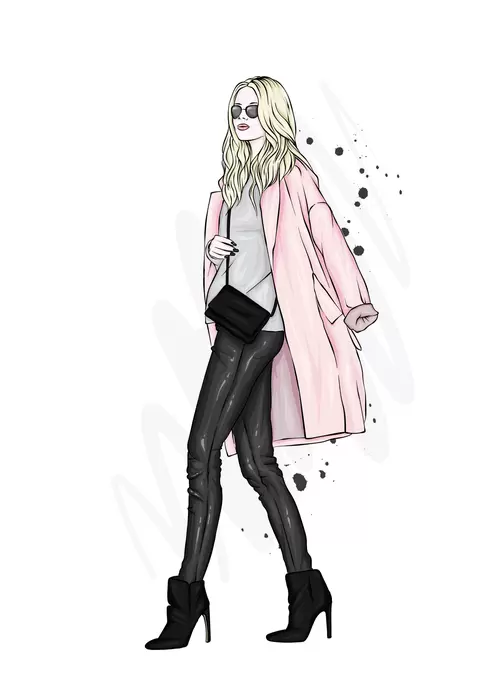 European and American fashionable women Illustration Material