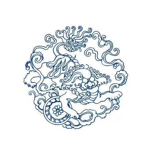 Blue And White Porcelain Pattern,麒麟 Illustration Material