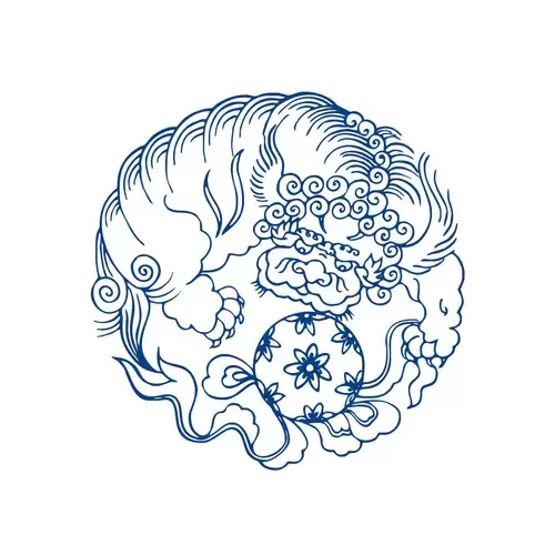 Blue And White Porcelain Pattern,麒麟 Illustration Material