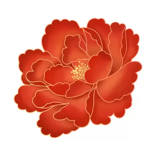 Red Peony Flower Illustration Material