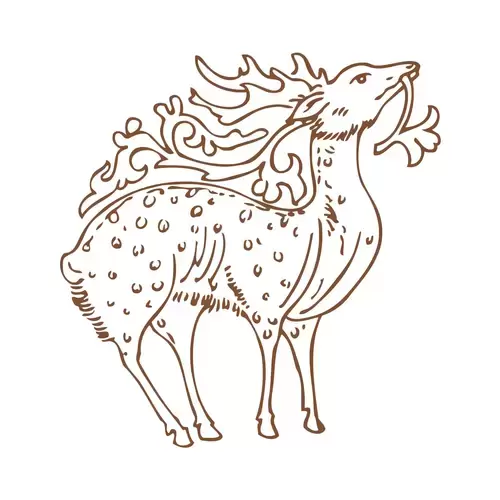 Ancient Auspicious Animals Pattern,Deer Illustration Material