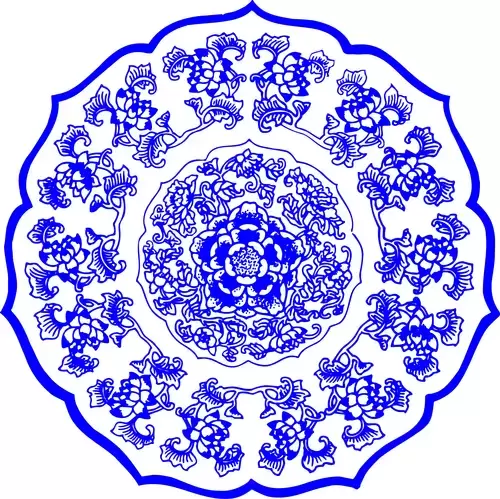 Blue and White Pottery Pattern Illustration Material