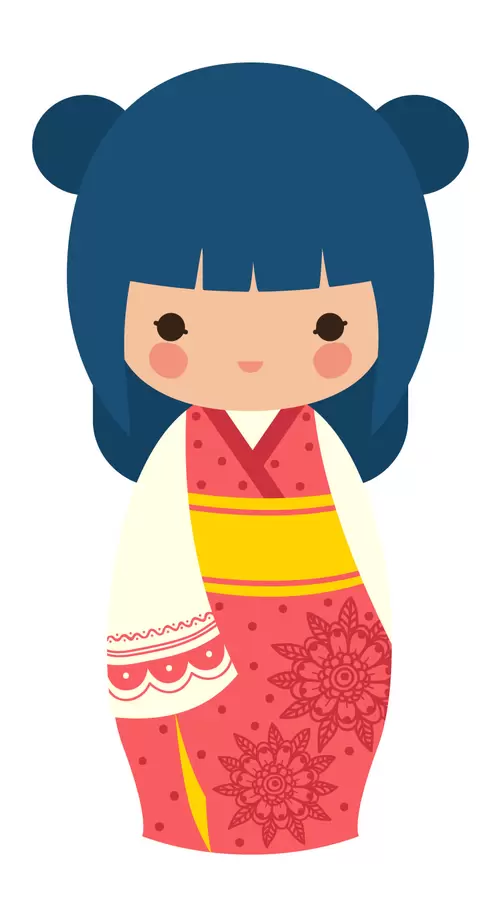 Japanese kimono doll,Girl Illustration Material