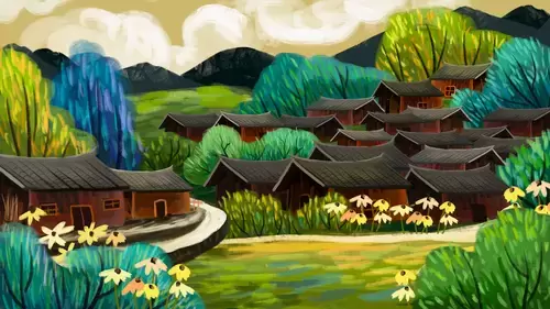 China Miao Village Illustration Material