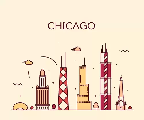 Global City,Chicago Illustration Material