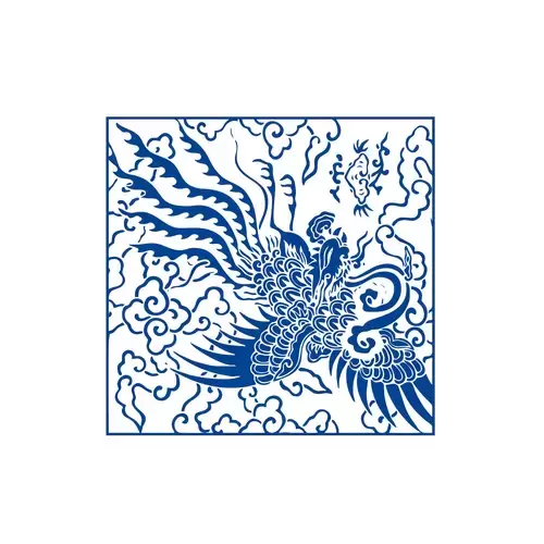 Blue And White Porcelain Pattern,Phoenix Illustration Material