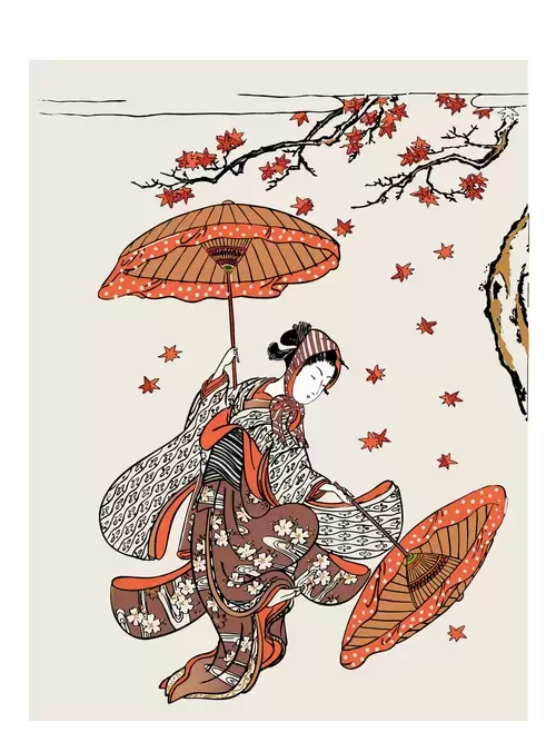 Japanese Ukiyo-e Illustration Material