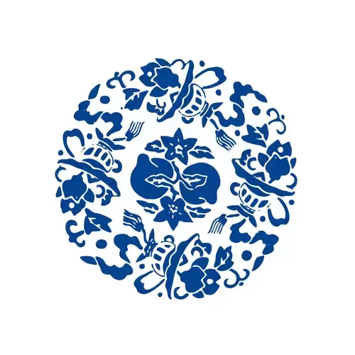 Blue And White Porcelain Pattern Illustration Material