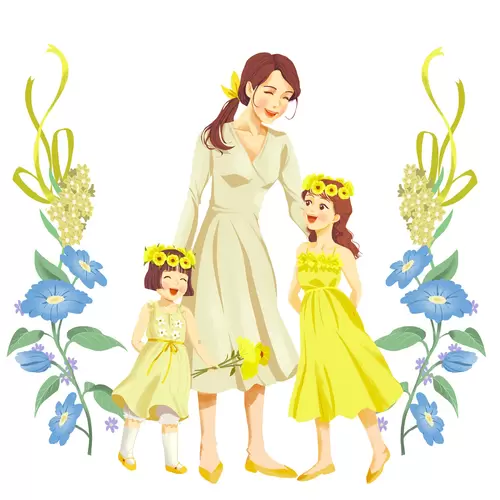 Parent-child Family Illustration Material