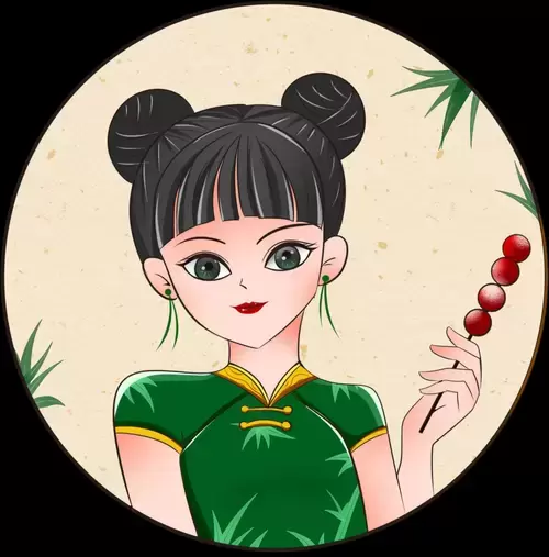 Girl in Cheongsam Illustration Material