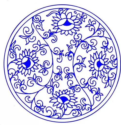 Blue and White Pottery Pattern Illustration Material