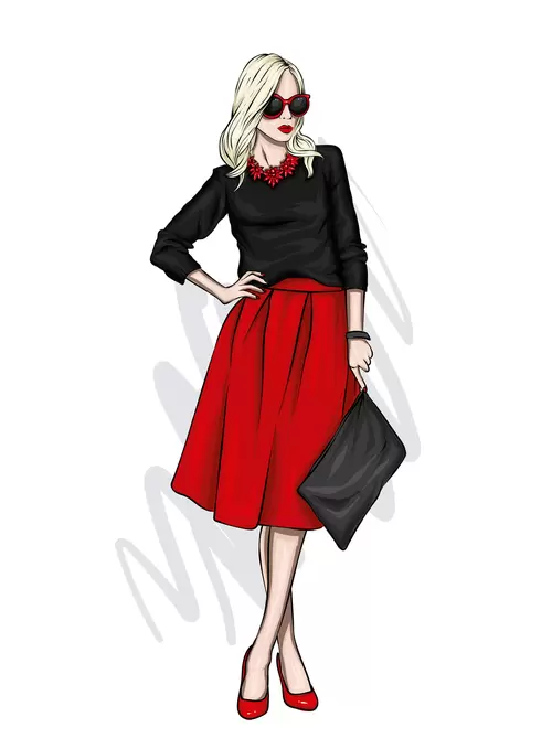 European and American fashionable women Illustration Material