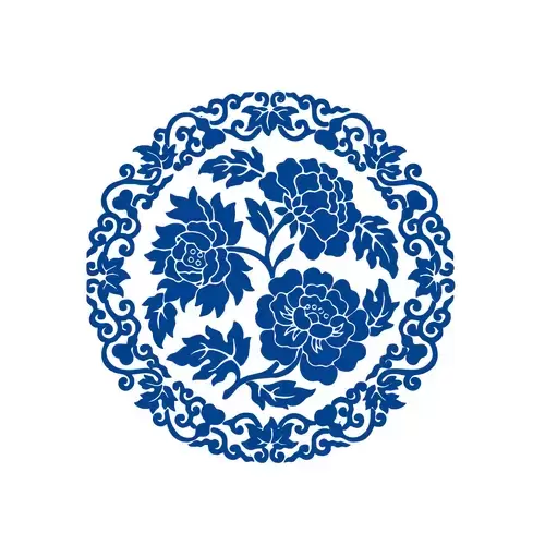 Blue And White Porcelain Pattern Illustration Material