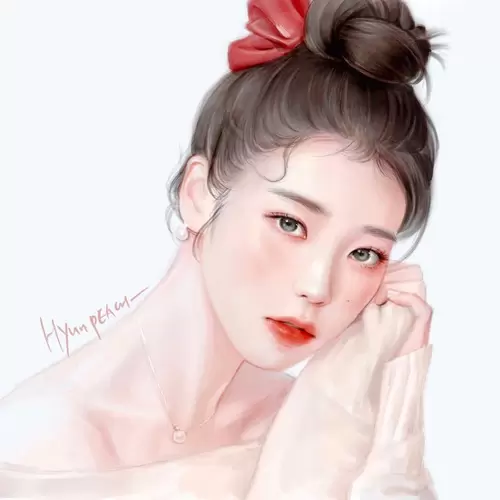 Beautiful Girl,Wearing Red Flowers Illustration Material