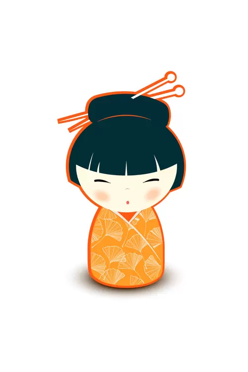 Japanese kimono doll,Girl Illustration Material