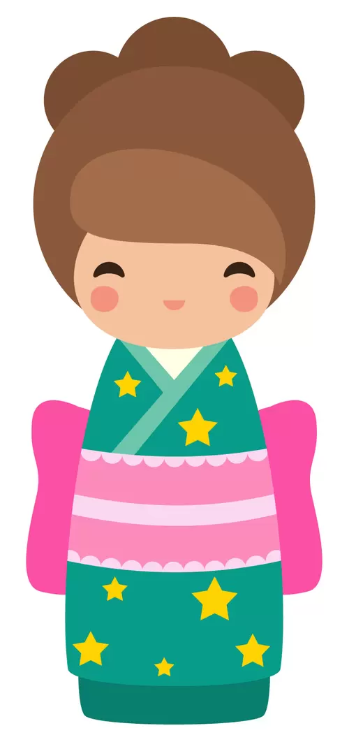 Japanese kimono doll,Girl Illustration Material