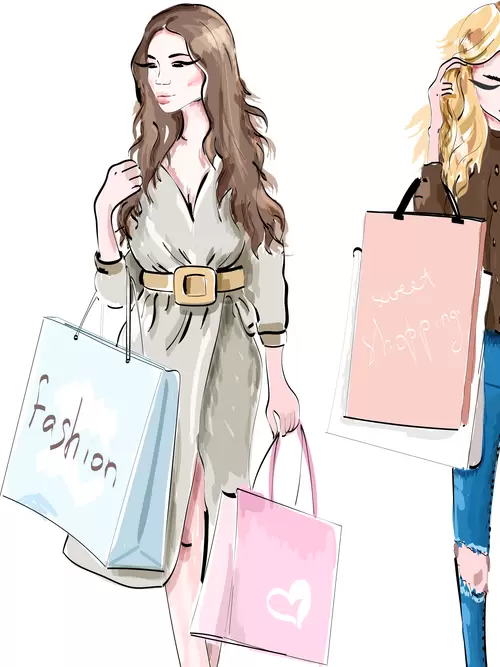 Fashion Woman,Painted Illustration Material