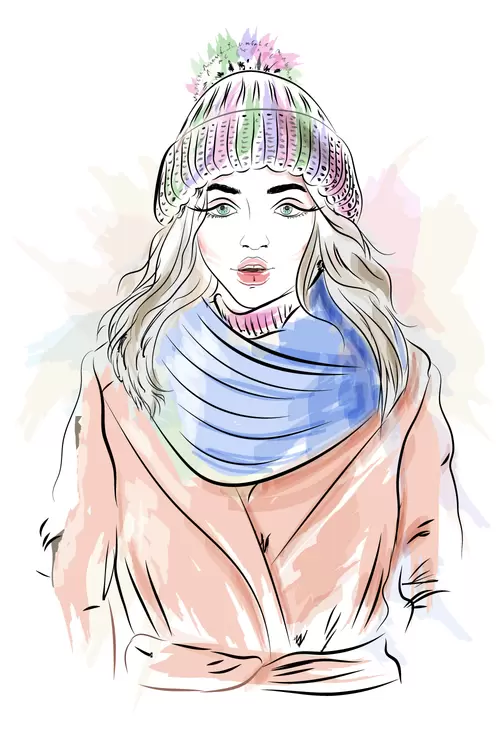 Fashion Woman,Cartoon,Painted Illustration Material