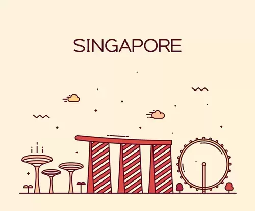 Global City,Singapore Illustration Material