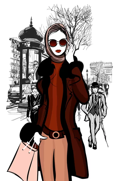 Fashion Woman,Cartoon,Painted Illustration Material