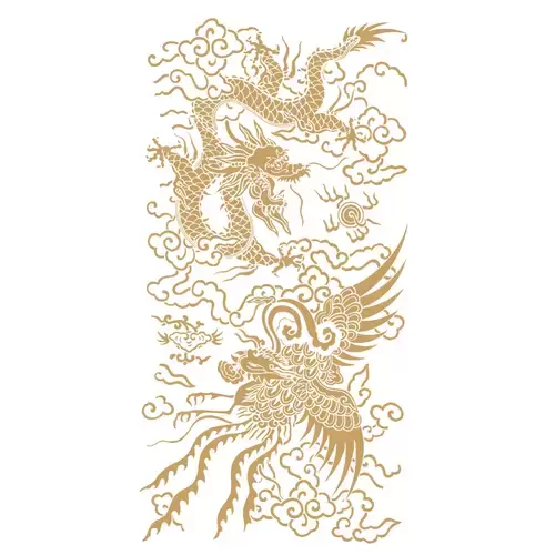 Pattern Dragon and Phoenix Illustration Material