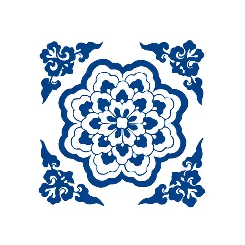 Blue And White Porcelain Pattern Illustration Material