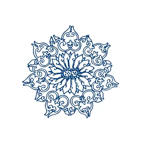 Blue And White Porcelain Pattern Illustration Material