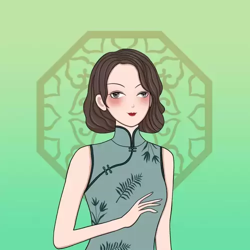 Girl in Cheongsam Illustration Material