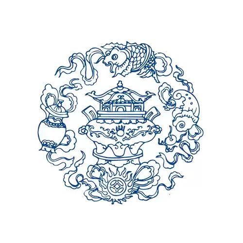 Blue And White Porcelain Pattern Illustration Material