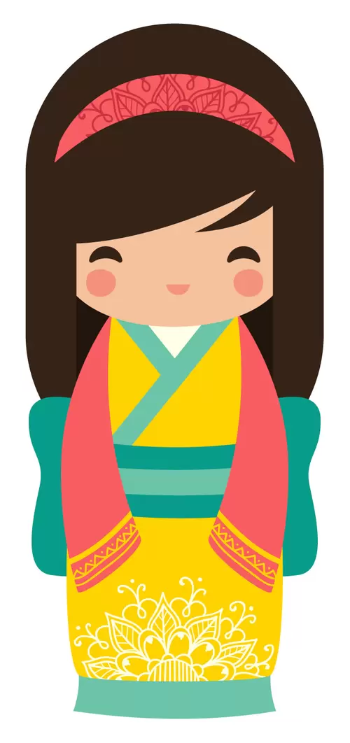 Japanese kimono doll,Girl Illustration Material