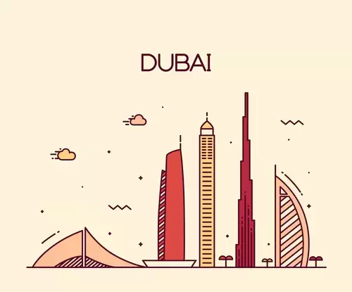 Global City,Dubai Illustration Material