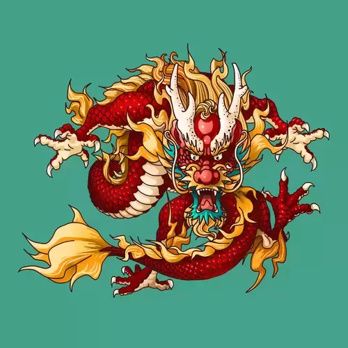 Legendary Animal,Golden Dragon Illustration Material