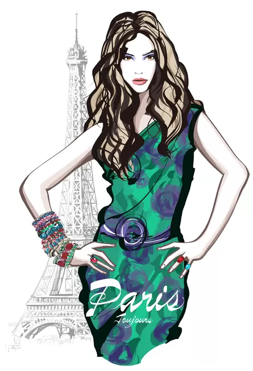 Fashion Woman,Cartoon,Painted Illustration Material