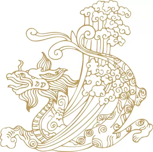 Pattern Dragon and Phoenix Illustration Material