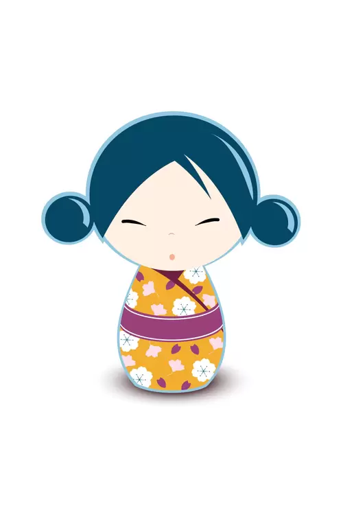 Japanese kimono doll,Girl Illustration Material