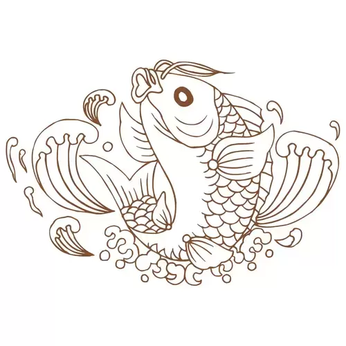 Ancient Auspicious Animals Pattern,Carp Illustration Material