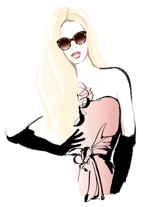 Fashion Woman,Cartoon,Painted Illustration Material