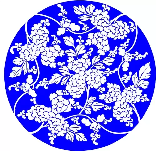 Blue and White Pottery Pattern Illustration Material