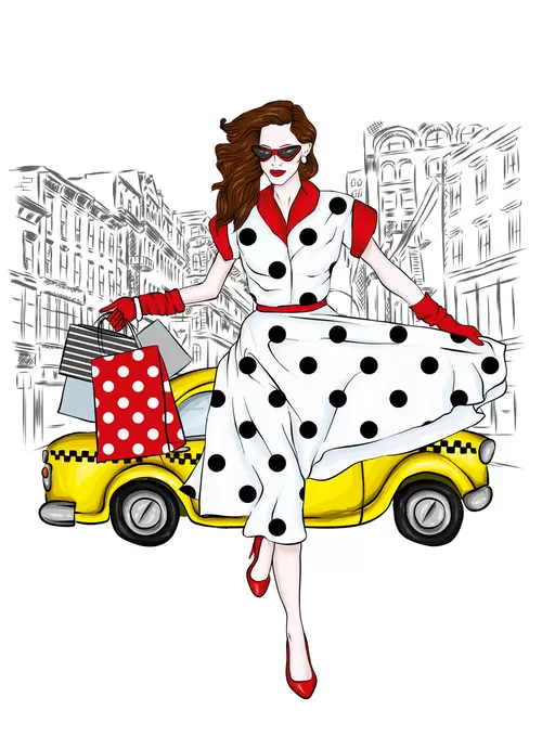 European and American fashionable women Illustration Material