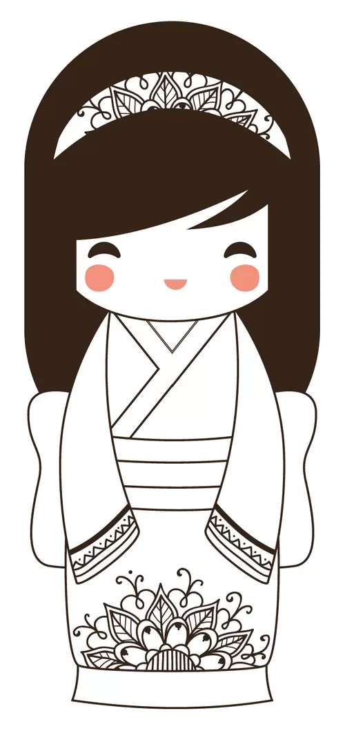 Japanese kimono doll,Girl Illustration Material