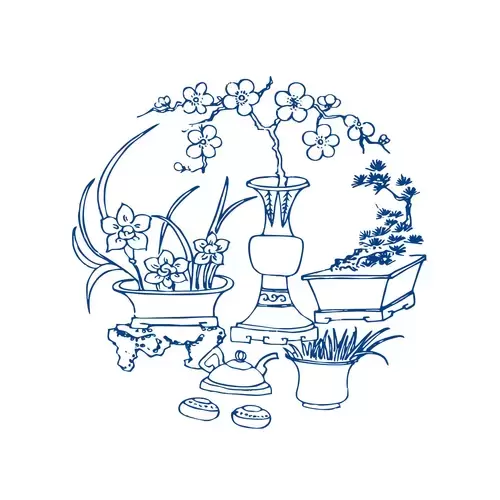 Blue And White Porcelain Pattern Illustration Material
