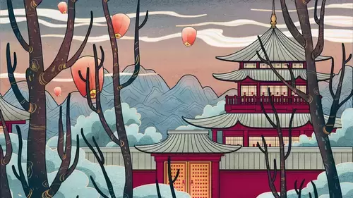 China Monuments,Penglai Pavilion Illustration Material
