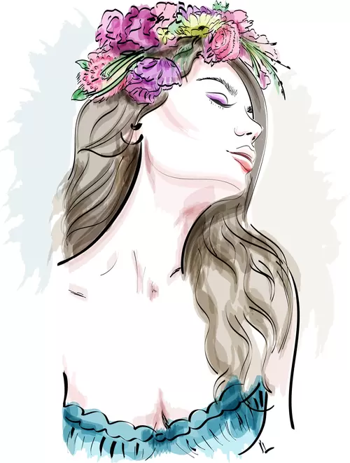 Fashion Woman,Cartoon,Painted Illustration Material